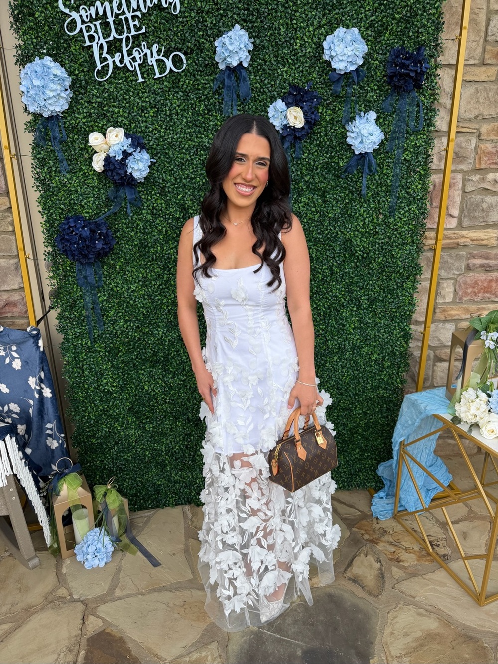 Show me your mumu White Floral Appliqué Maxi Dress with Sheer Skirt